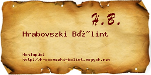 Hrabovszki Bálint névjegykártya