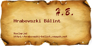 Hrabovszki Bálint névjegykártya